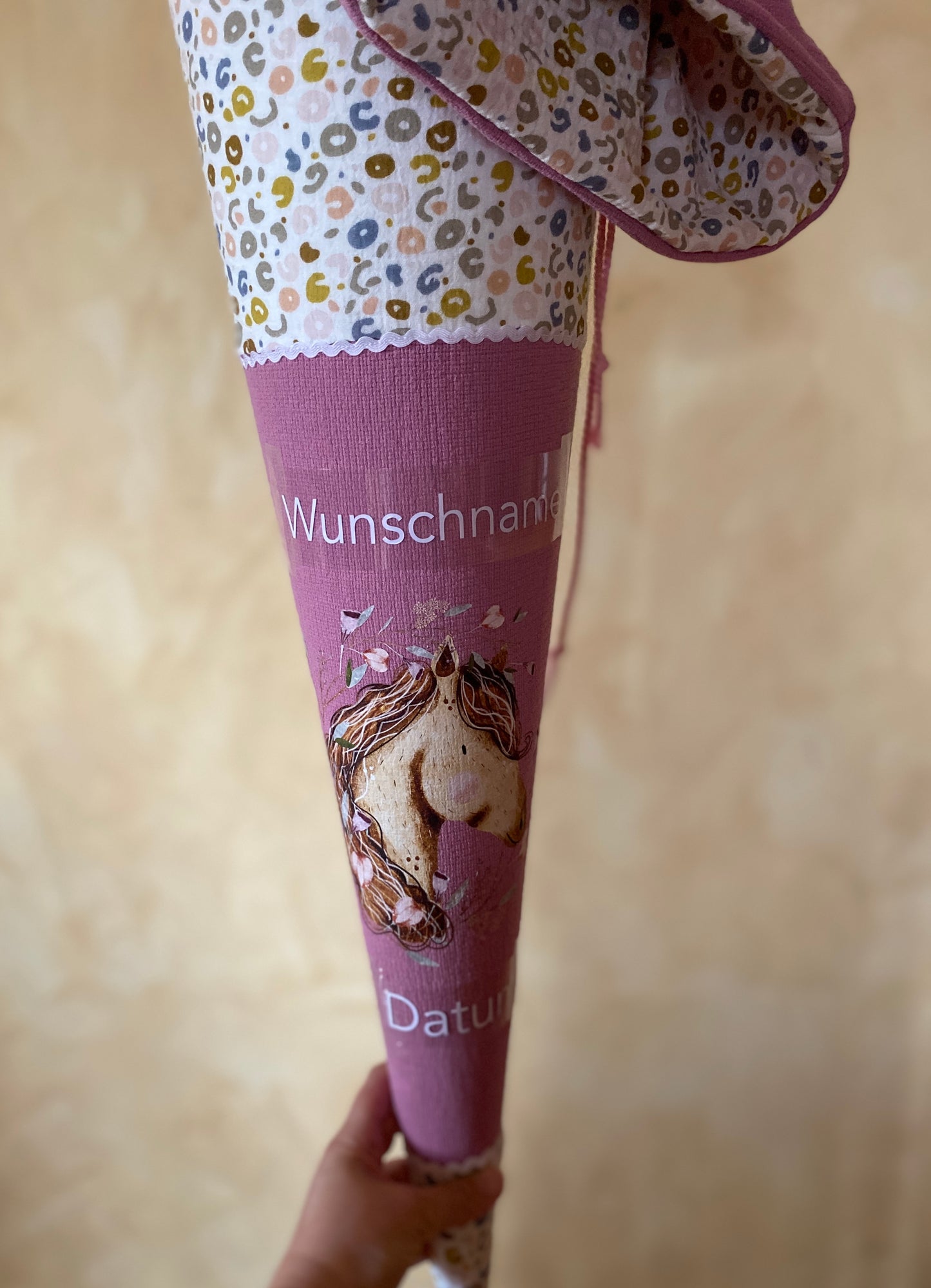 Schultüte Pferd personalisiert rosa 70cm | sofort versandbereit