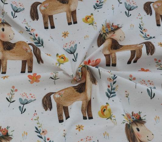 Blumenpferd French Terry 39cm Stofflänge