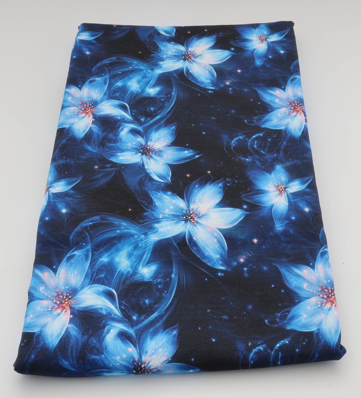 Flowers Blue French Terry 48cm Stofflänge