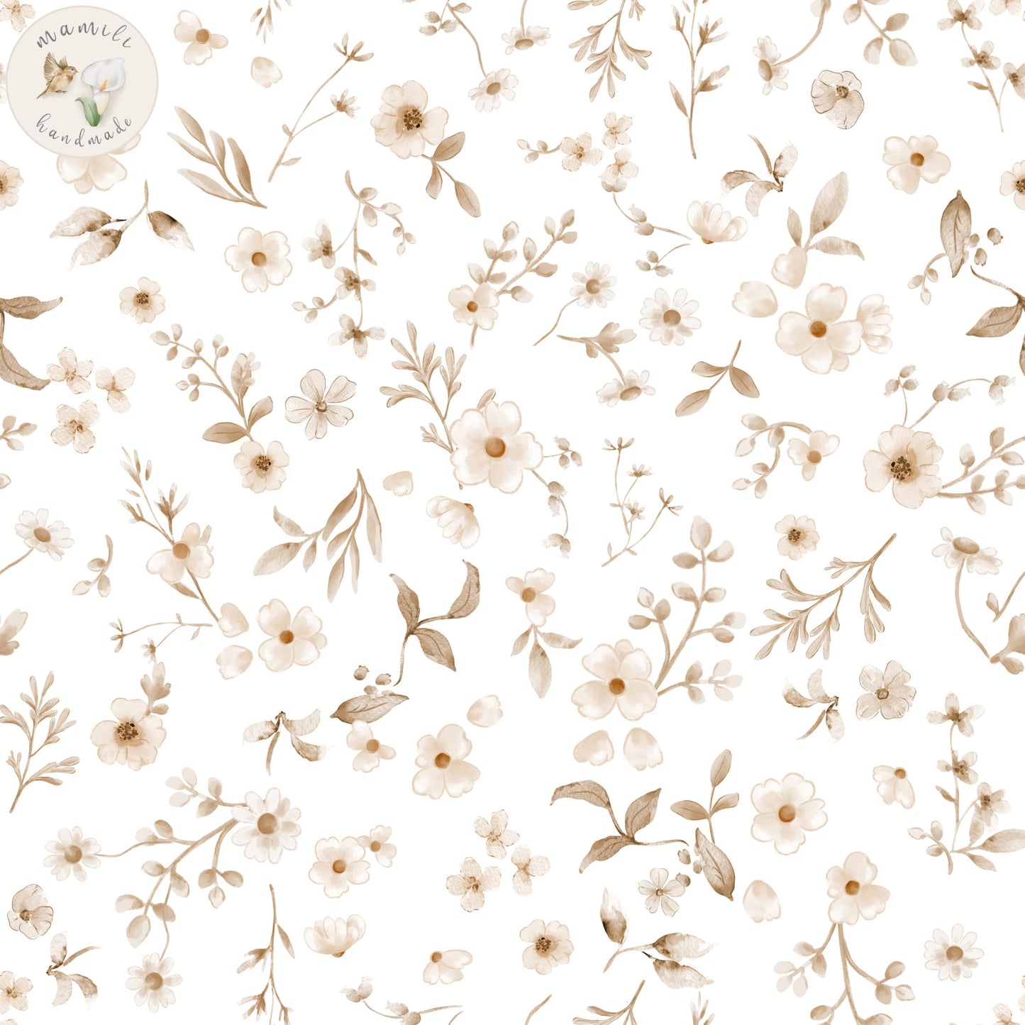 Bio Stoff Blumen in der Farbe beige.