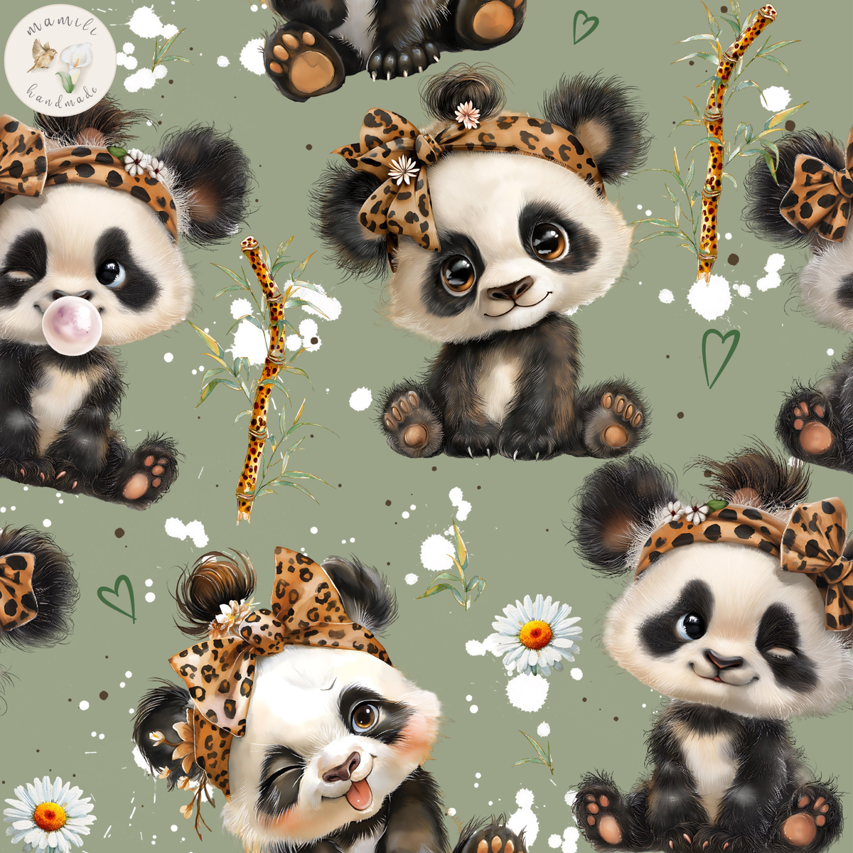 Jersey, French Terry Leo Panda (Bio) + 12 weitere Stoffarten