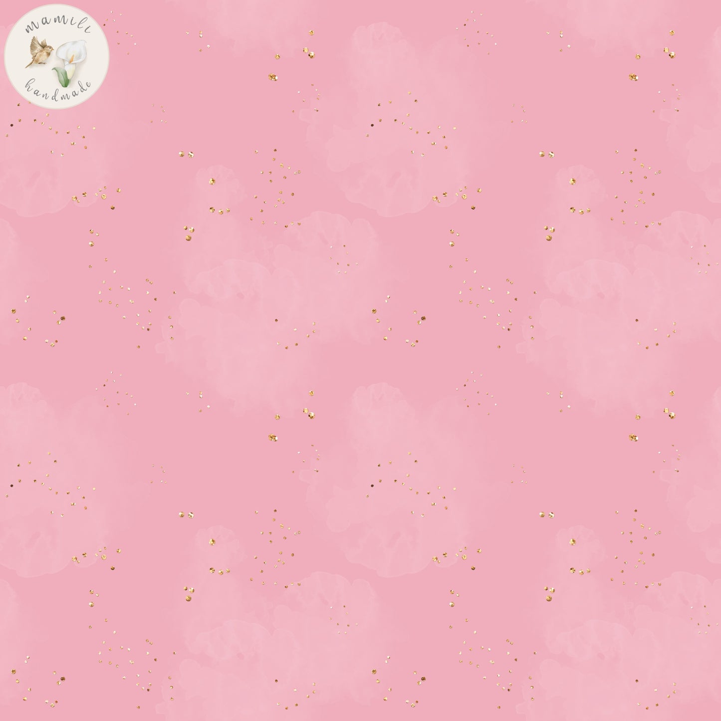 Biostoff in rosa mit kleinen goldfarbenen Punkten.