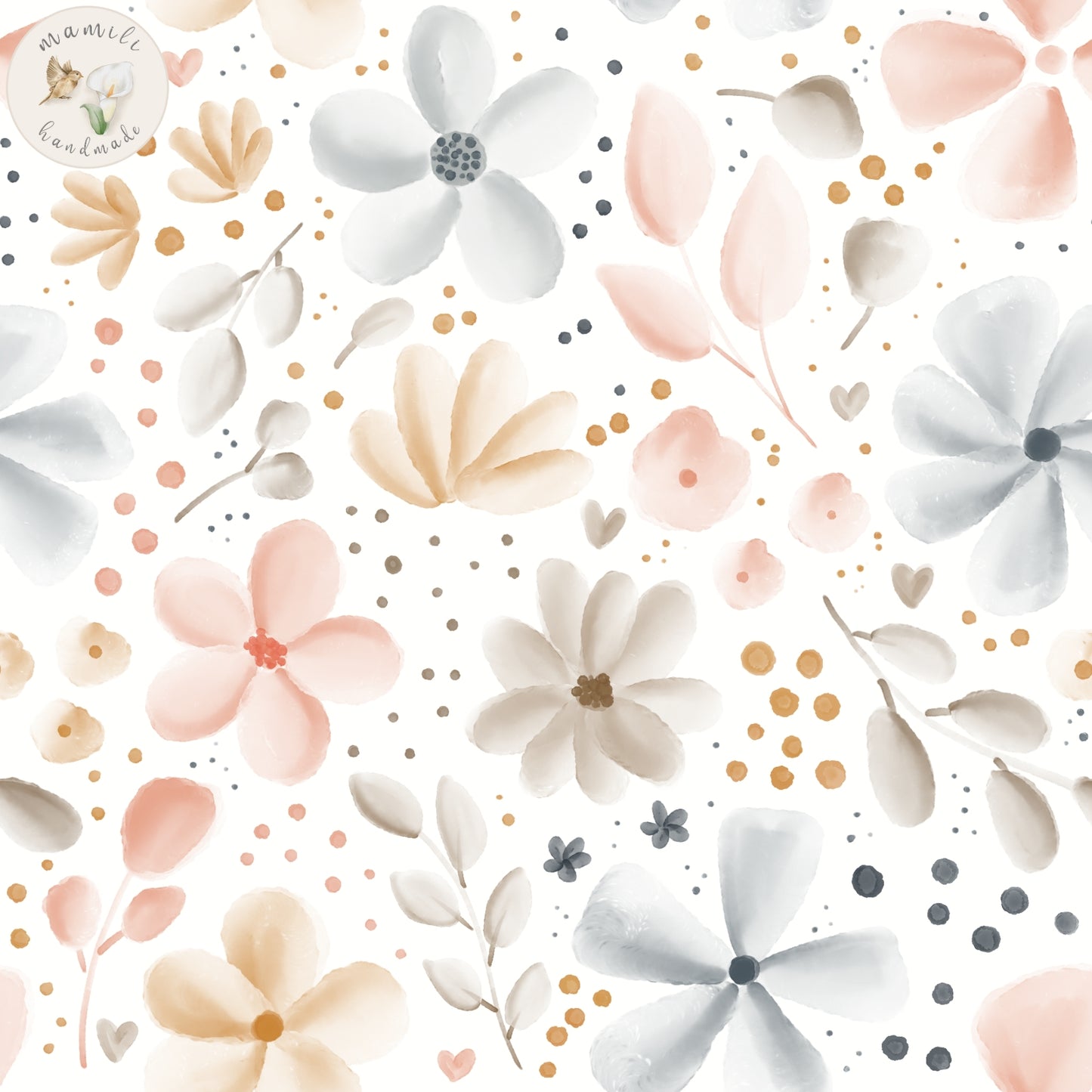 Blumenstoff in Pastellfarben.