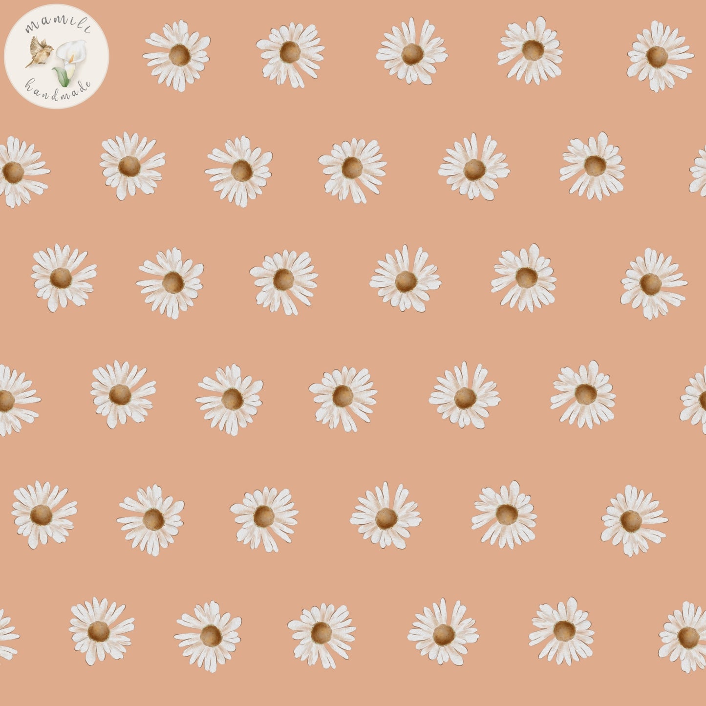 Motivstoff mit Blumen im Hintergrund die Farbe pfirsich.