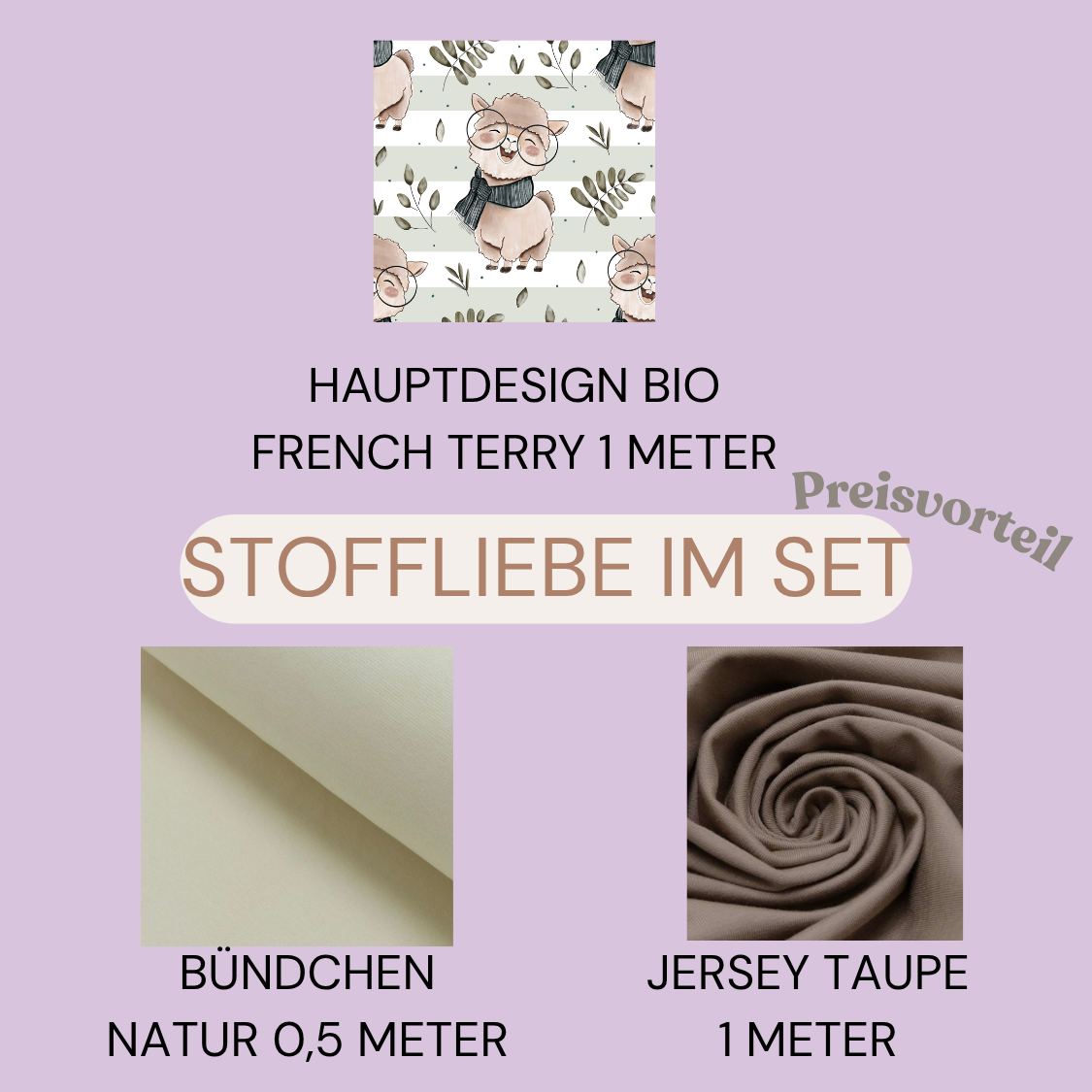 Jersey, French Terry Lama (Bio) + 12 weitere Stoffarten