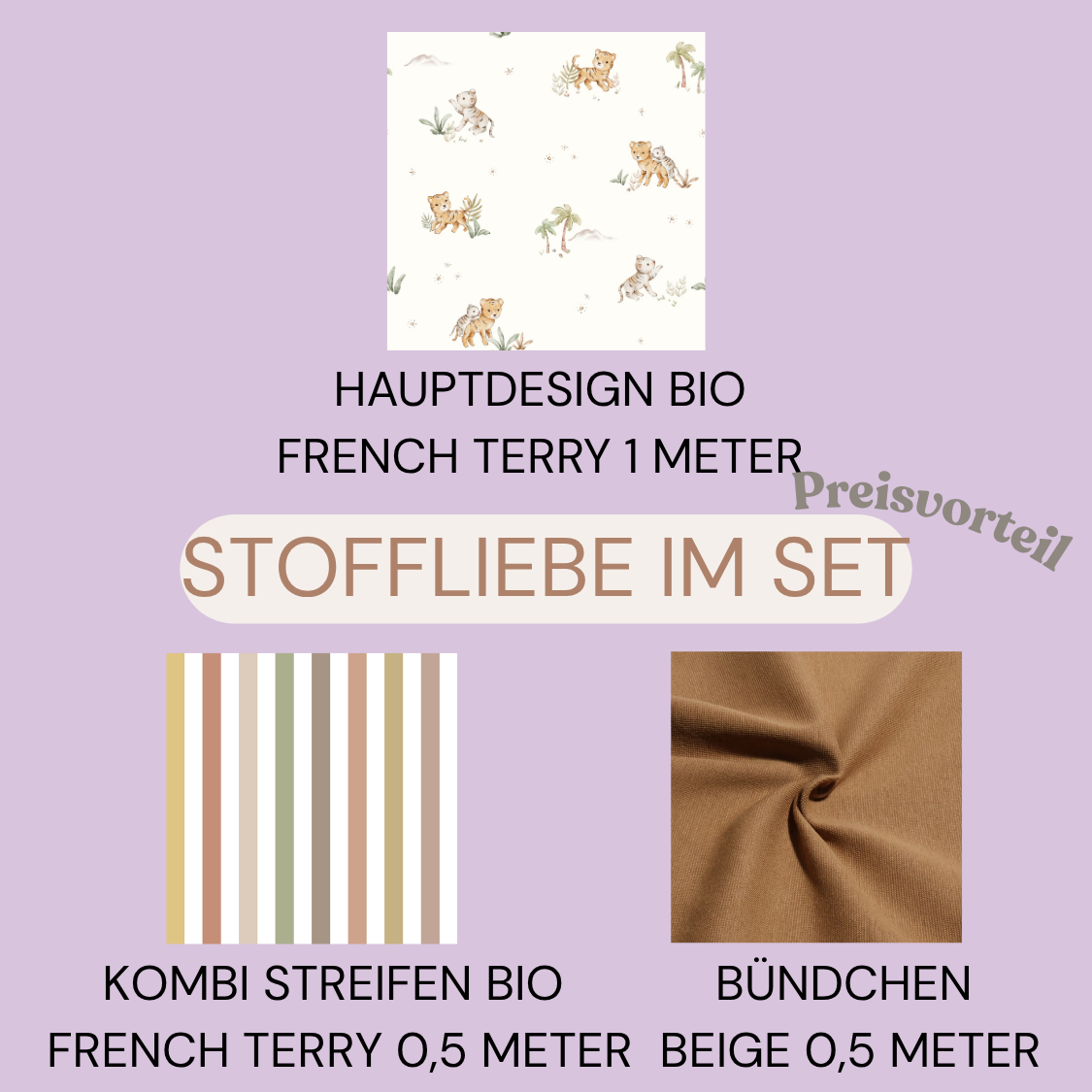 Jersey, French Terry Tiger Cubs Kombidesign (Bio) + 12 weitere Stoffarten