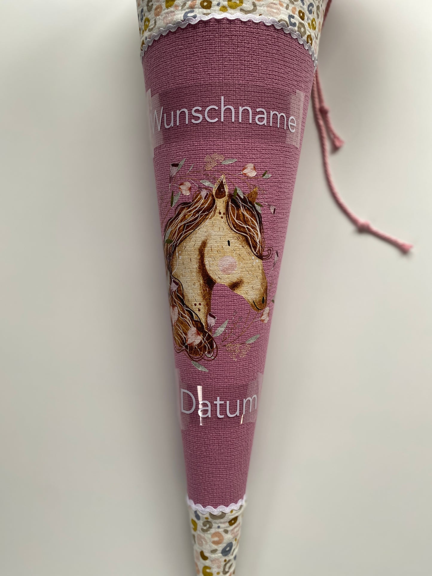 Schultüte Pferd personalisiert rosa 70cm | sofort versandbereit