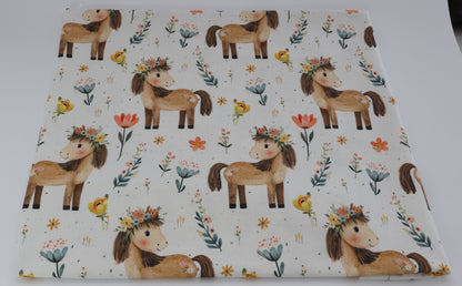 Blumenpferd French Terry 39cm Stofflänge