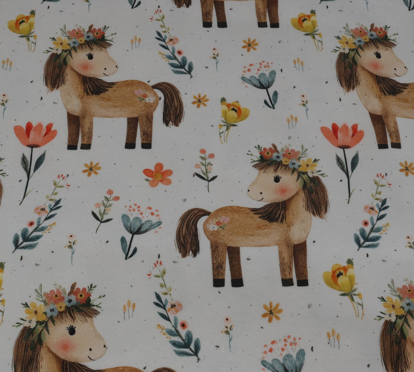 Blumenpferd French Terry 39cm Stofflänge