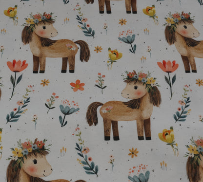 Blumenpferd French Terry 39cm Stofflänge