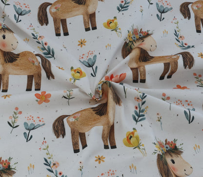 Blumenpferd French Terry 39cm Stofflänge