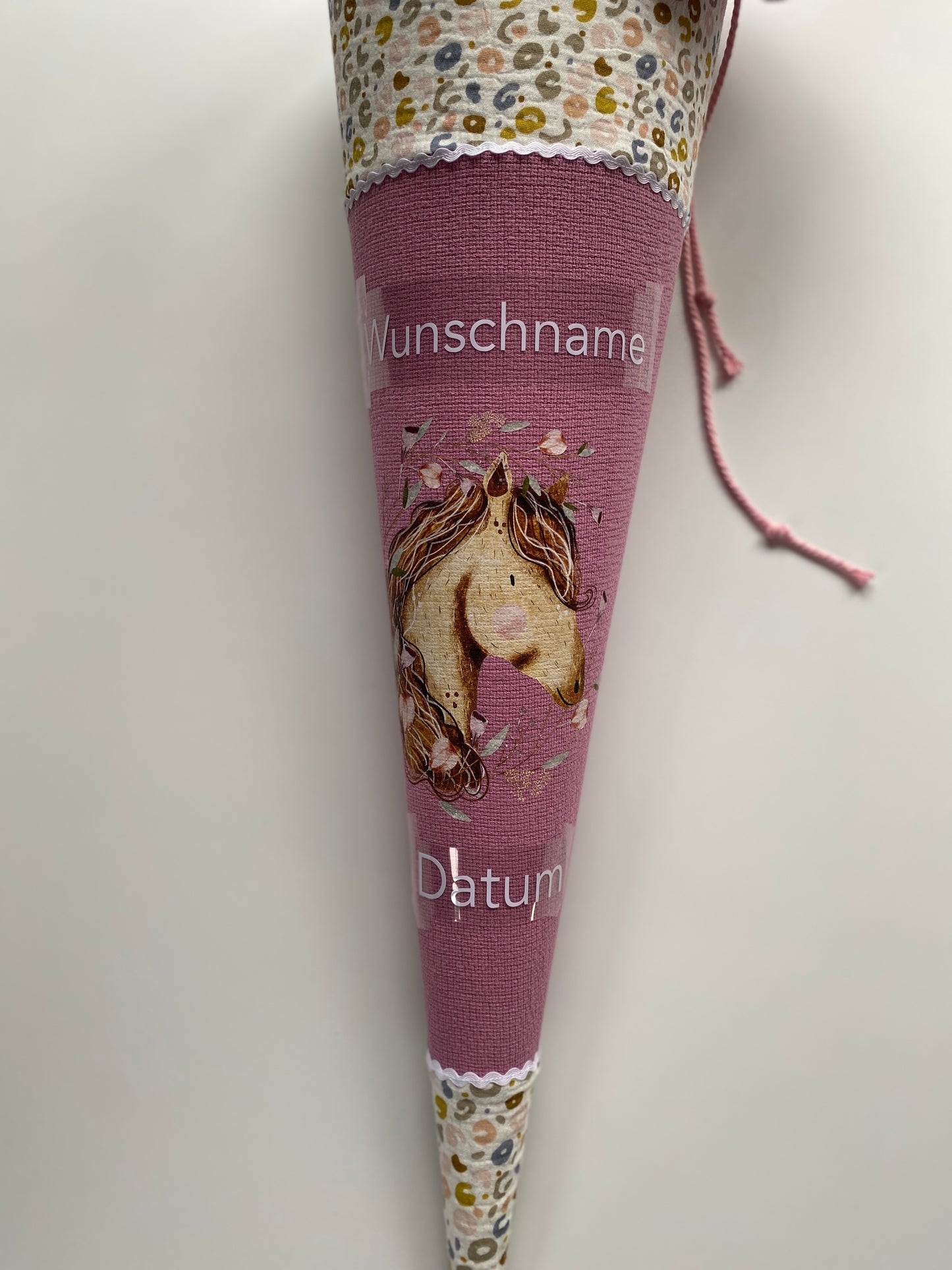 Schultüte Pferd personalisiert rosa 70cm | sofort versandbereit