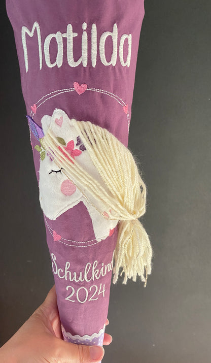 Einhorn Schultüte beeren farben Detail Bild.