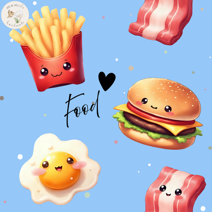 Jersey, French Terry Food (Bio) Pommes und Hamburger + 12 weitere Stoffarten