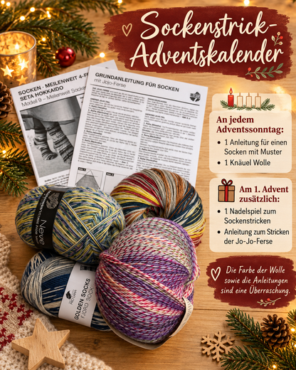 Sockenstrick-Adventskalender 2026 | 4 Überraschungen mit Sockenwolle & Strickanleitungen