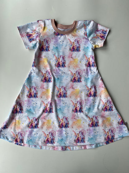 Kleid kurzarm Bio Jersey | Einhorn und Fee | Größe 116