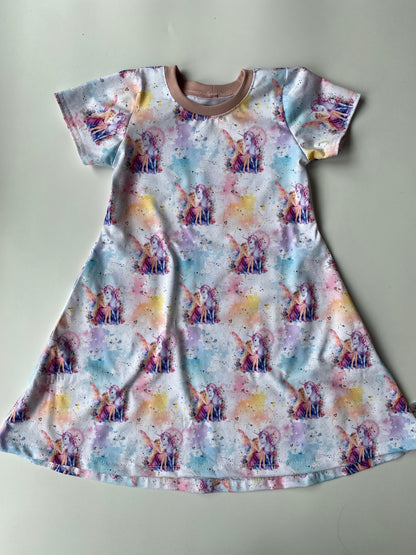 Kleid kurzarm Bio Jersey | Einhorn und Fee | Größe 116