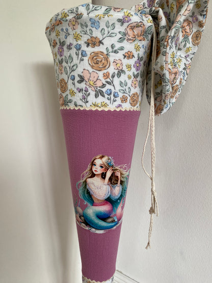 Schultüte Meerjungfrau personalisiert rosa 70cm | sofort versandbereit