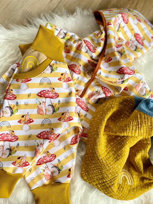 After the Rain mustard Stripes French Terry 44cm Stofflänge