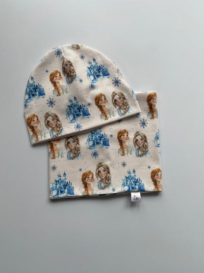 Genähtes Set aus Beanie und Loopschal Design Sisters.