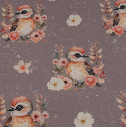 Stoff Boho Blumen Vogel Detailansicht Stoff.