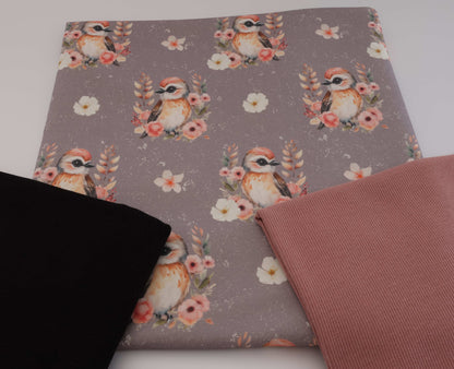 Stoff Boho Blumen Vogel mit Kombistoffen.