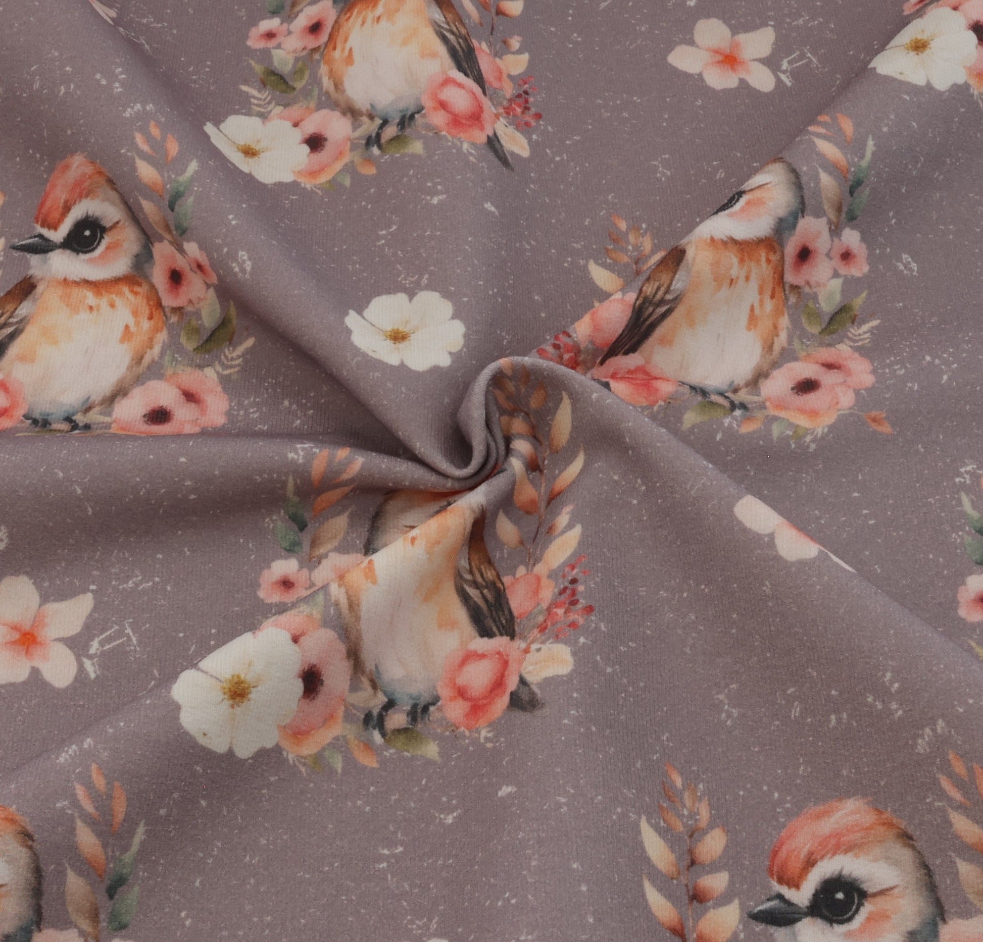 Stoff Boho Blumen Vogel gekräuselter Stoff.
