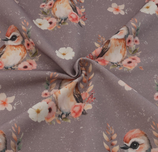 Stoff Boho Blumen Vogel gekräuselter Stoff.