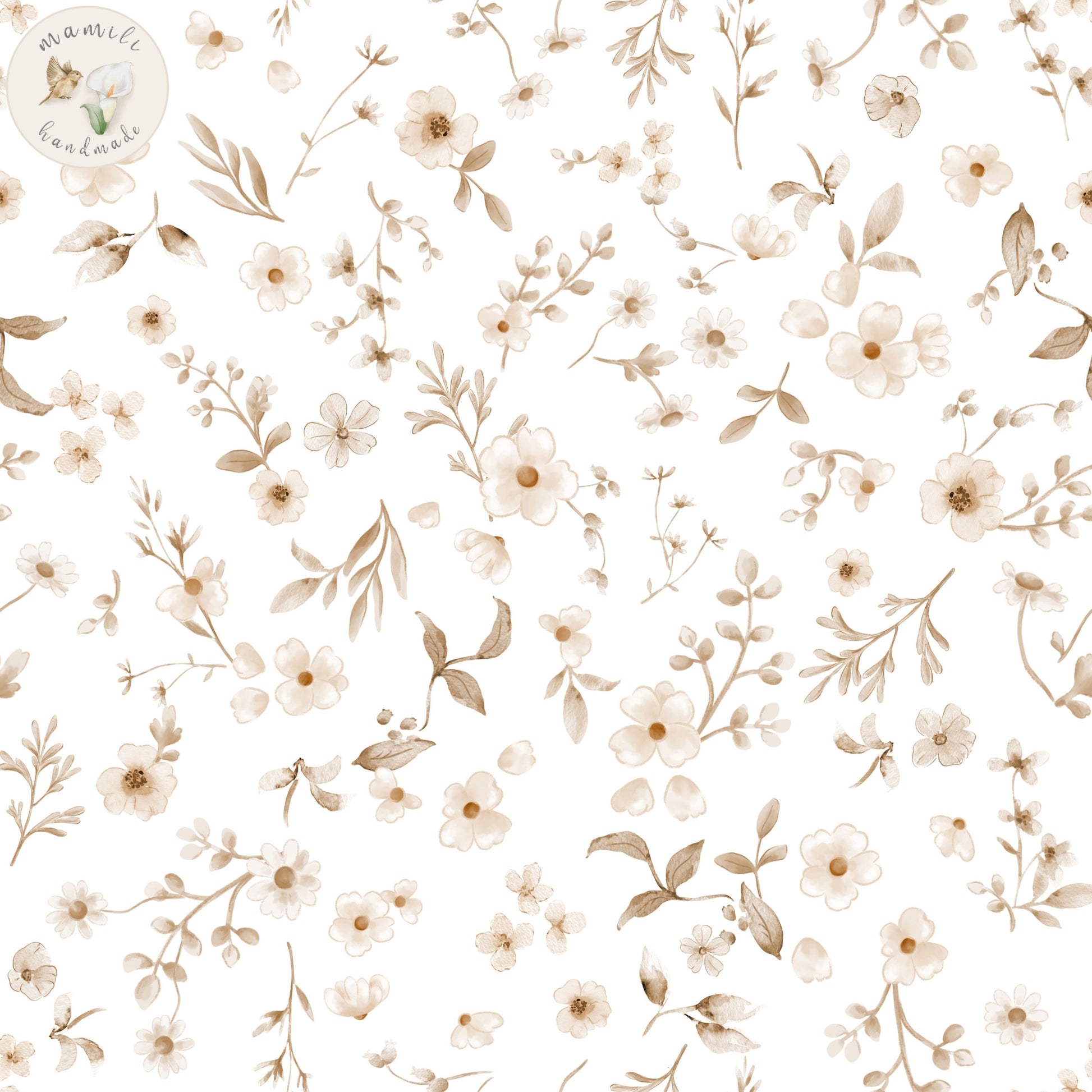 Bio Stoff Blumen in der Farbe beige.