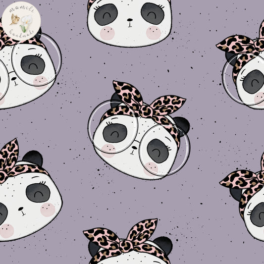 Stoffdesign Panda Love in lila Katzengold Design.