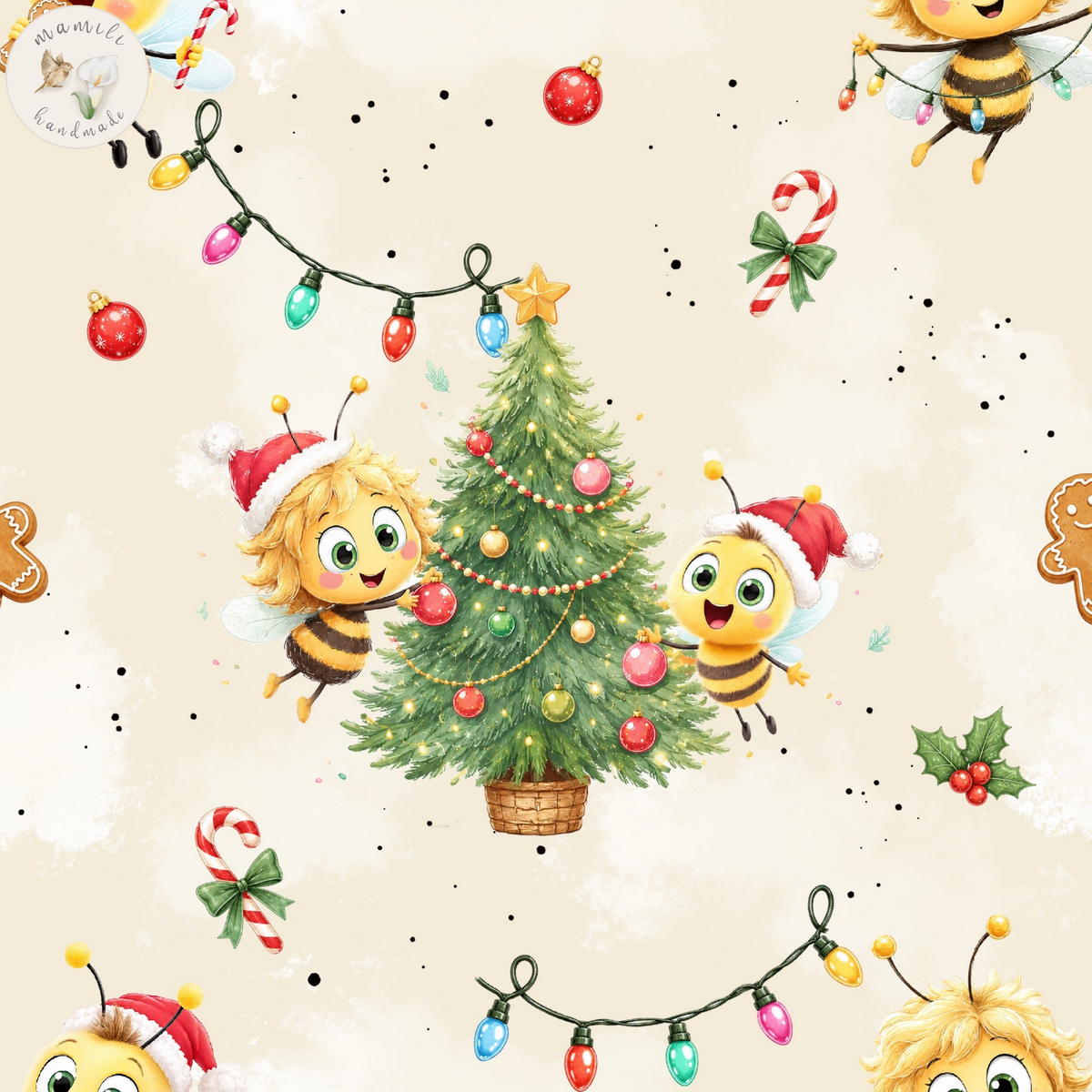 Jersey, French Terry Christmas Bees (Bio) + 12 weitere Stoffarten