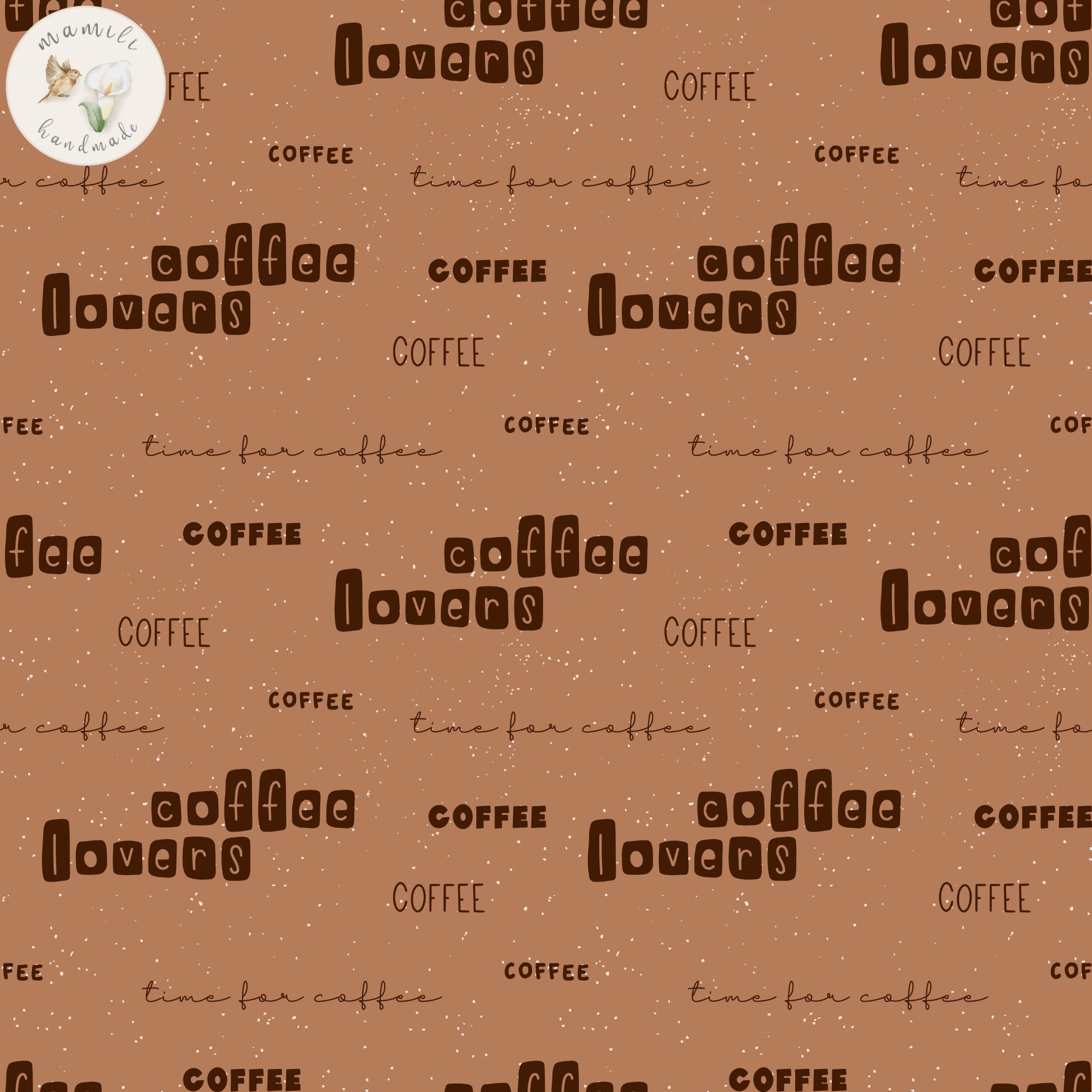 Biostoff mit Schriftzügen Coffee Lovers mit braunem Hintergrund.