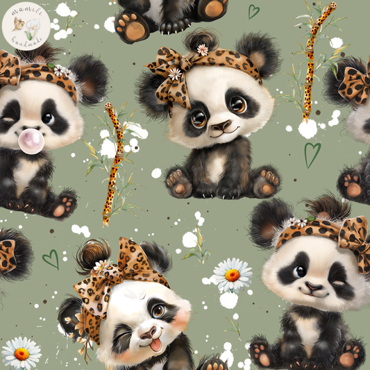 Jersey, French Terry Leo Panda  (Bio) + 12 weitere Stoffarten