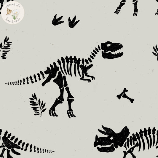 Stoff mit Dino Fossilien.