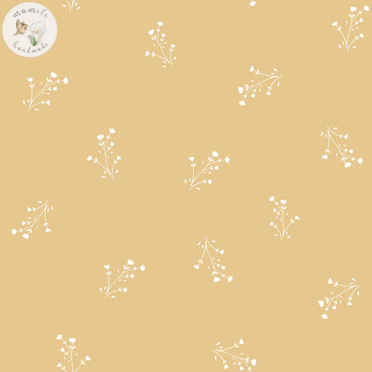 Motivstoff Blumen auf gelben Hintergrund