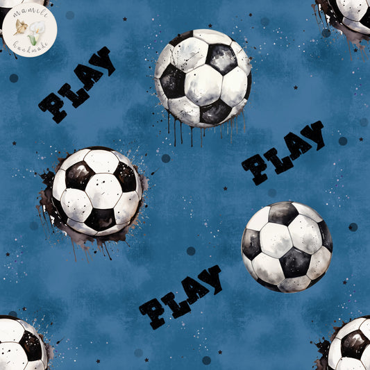 Biostoff Play Football Fußball Stoff in blau.