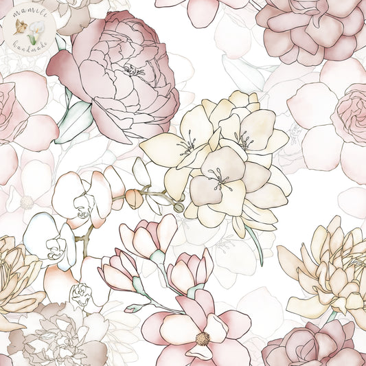 Biostoff Vintage Rose Rosenstoff in beige und rosa.